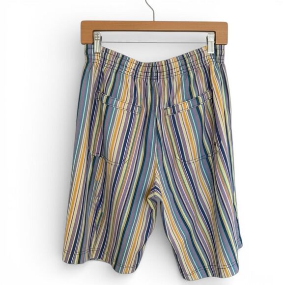 Free People Saylor Poplin Stripe Bermuda Shorts Blue Sea NWT Size S - Picture 3 of 4